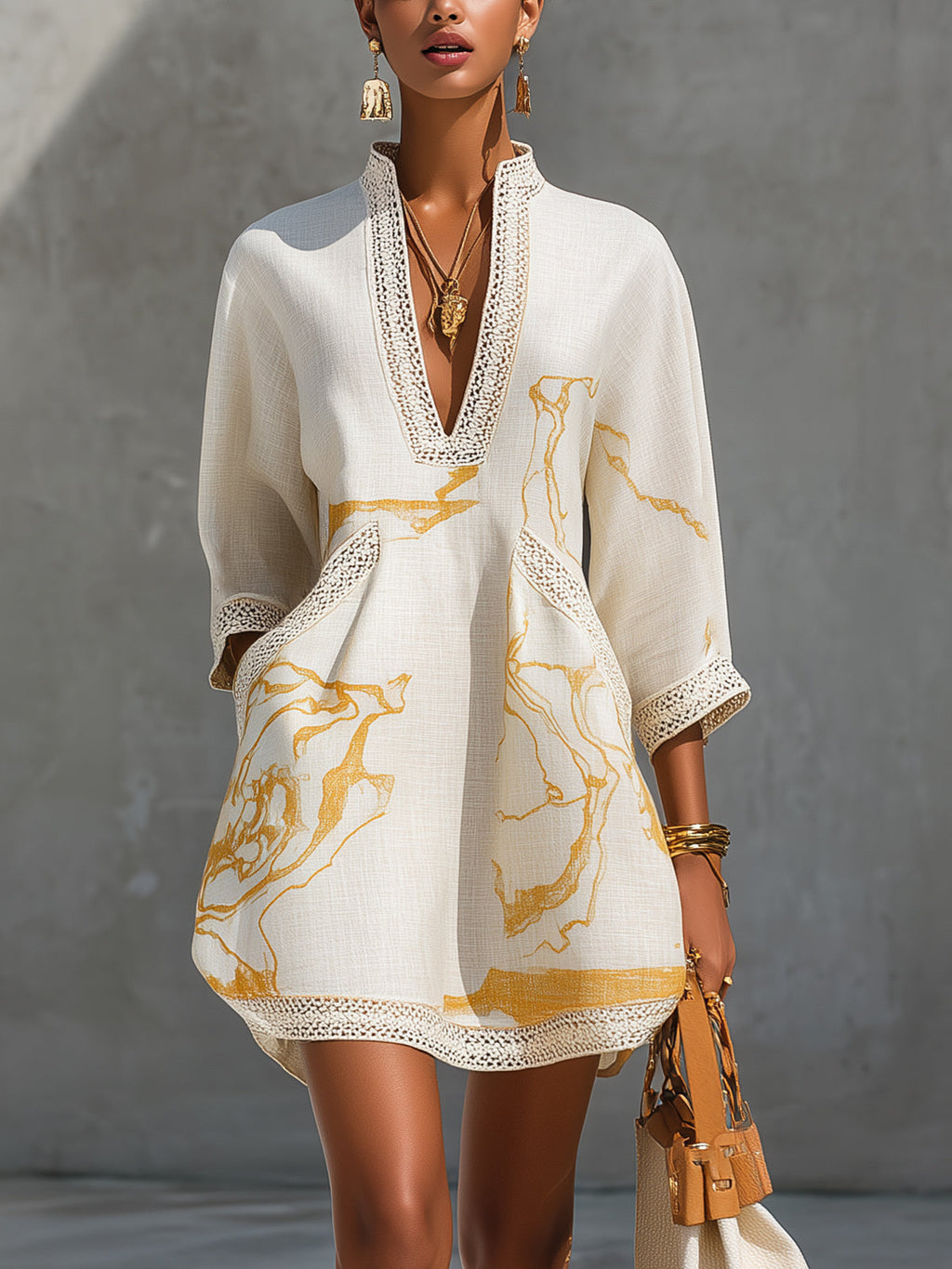 Anamartinezmadrid Leonor | Minivestido de Ganchillo con Escote en Pico – Crudo