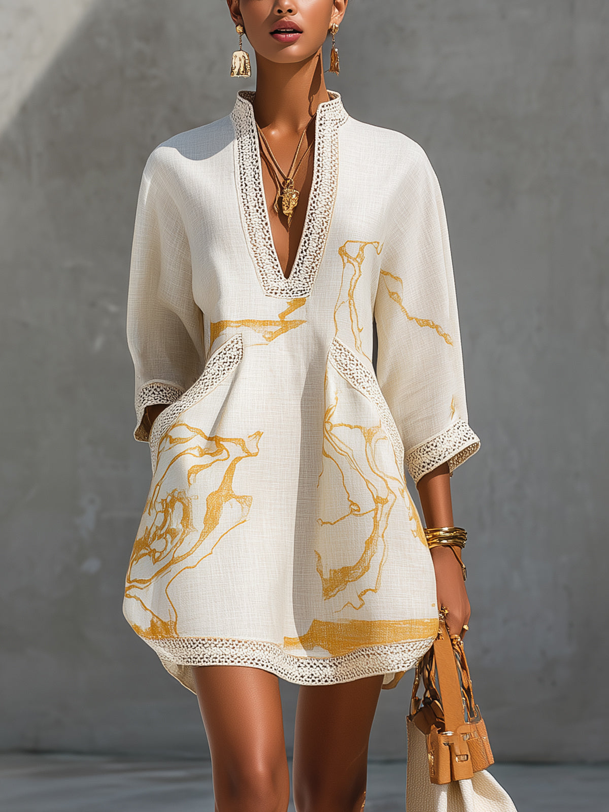 Anamartinezmadrid Leonor | Minivestido de Ganchillo con Escote en Pico – Crudo