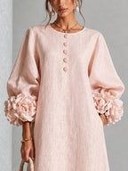 Anamartinezmadrid Azucena | Vestido Midi con Botones Florales y Puños de Rosa – photo 3