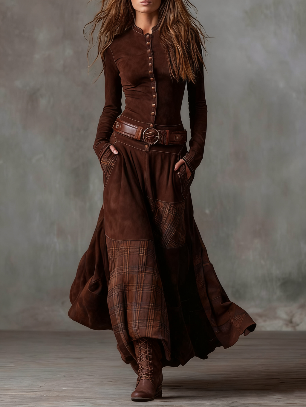 Marina Roca Vestido de ante Azucena – Marrón – photo 8