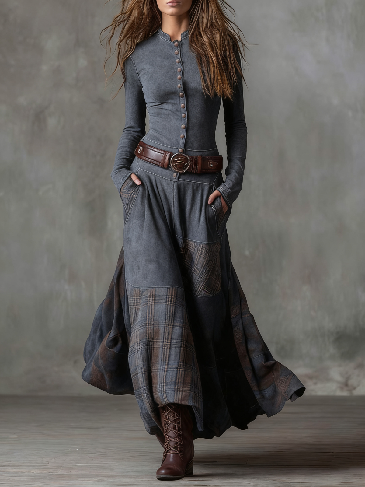 Marina Roca Vestido de ante Azucena – Gris – photo 9
