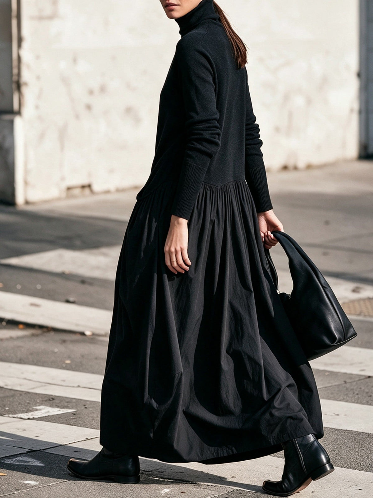 Anamartinezmadrid Adriana | Vestido Largo Oversize de Cuello Alto con Bolsillos – photo 2