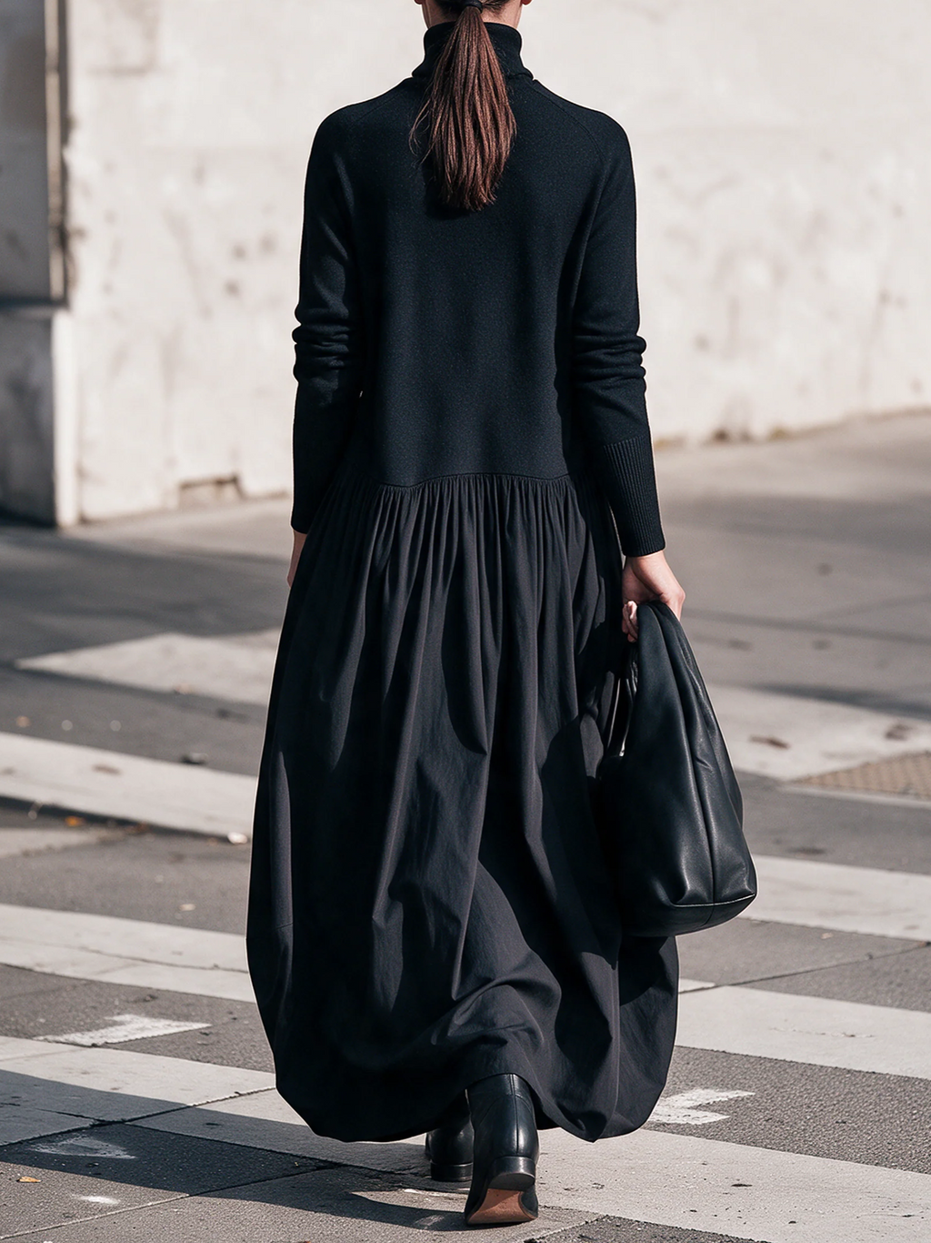 Anamartinezmadrid Adriana | Vestido Largo Oversize de Cuello Alto con Bolsillos – photo 3