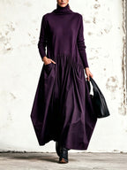 Anamartinezmadrid Adriana | Vestido Largo Oversize de Cuello Alto con Bolsillos – Morado Oscuro – photo 7