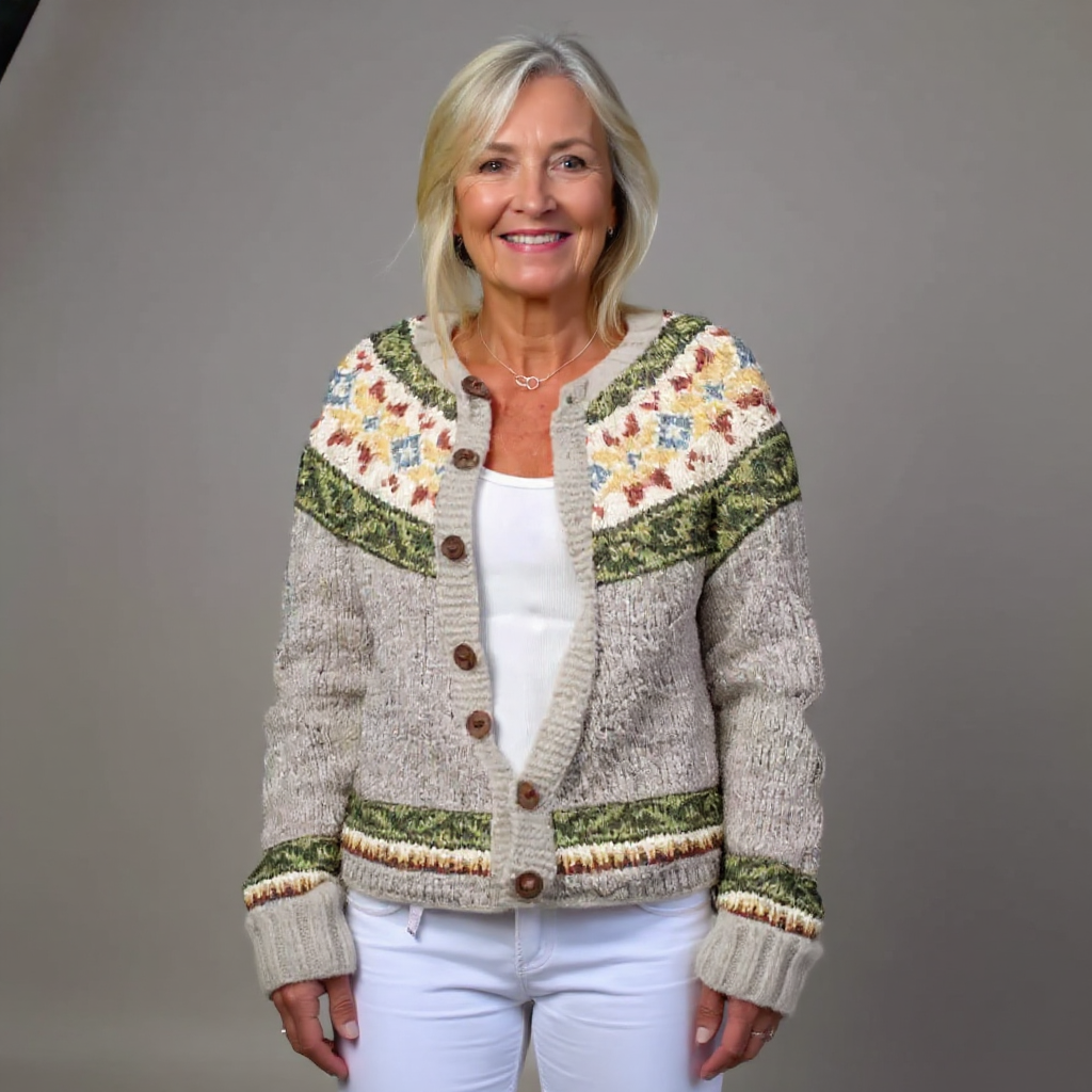 Anamartinezmadrid Mabel | Cárdigan de Punto Vintage con Canesú Artesanal – photo 3