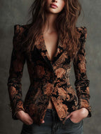 BIANCA MÓDENA Celeste - Blazer con Estampado Floral – Negro