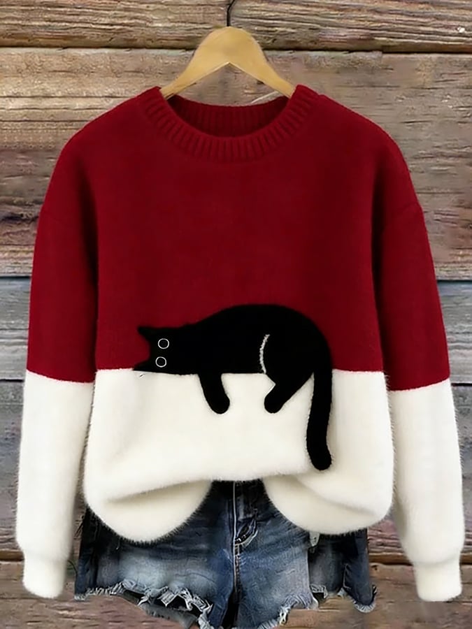 Silvana Vitali Ana - Jersey Elegante con Diseño de Gato – Rojo – photo 6