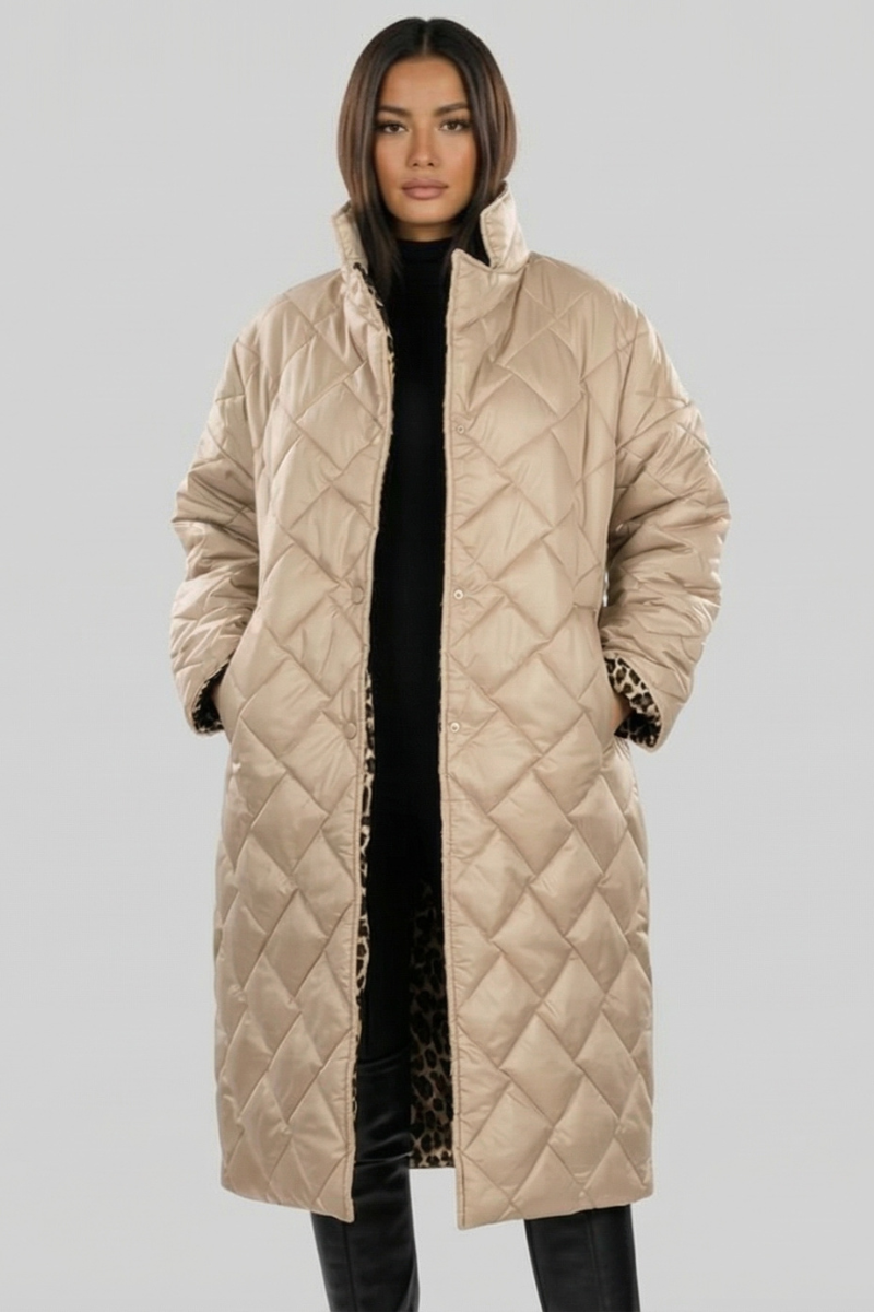 Marina Roca VALENTINA | Abrigo acolchado reversible de leopardo – Beige – photo 5