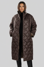Marina Roca VALENTINA | Abrigo acolchado reversible de leopardo – Marrón