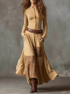 Marina Roca Vestido de ante Azucena – Camel – photo 7