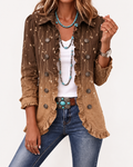 Alba chaqueta bordada camel con volantes