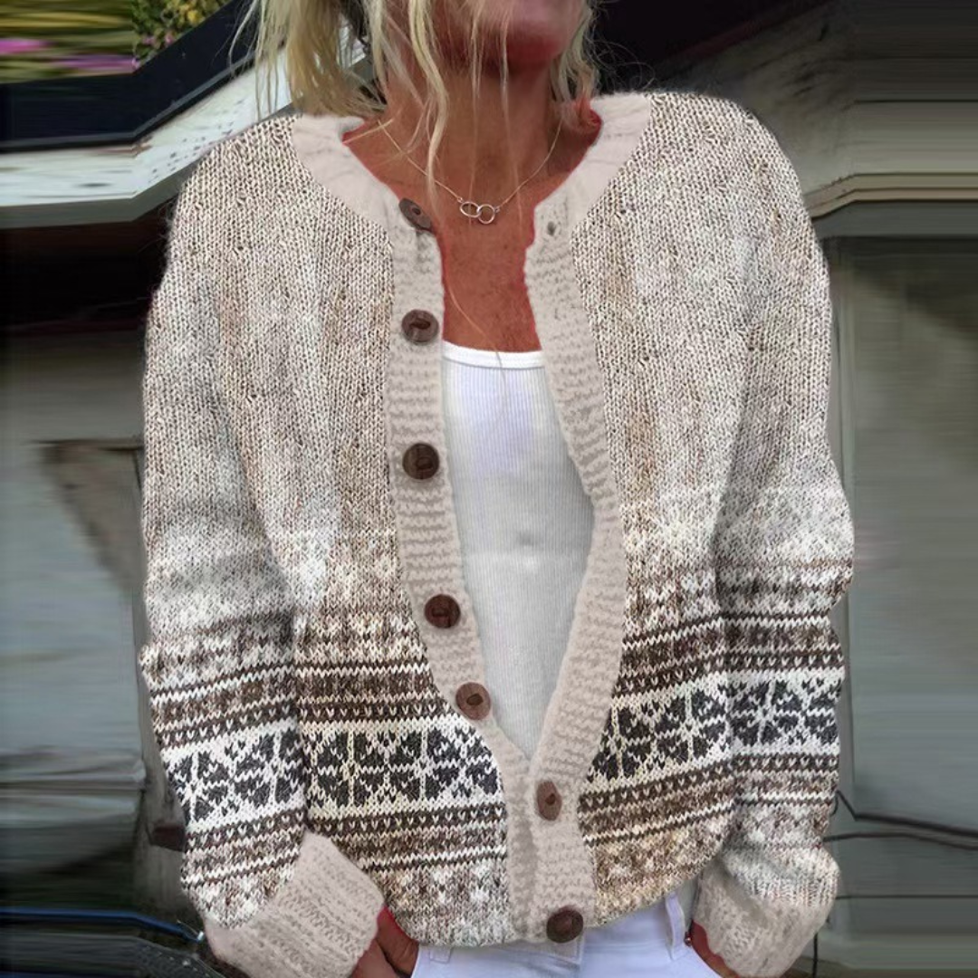 Anamartinezmadrid Mabel | Cárdigan de Punto Vintage con Canesú Artesanal