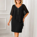 Anamartinezmadrid Joaquina | Vestido Midi de Invitada con Capa de Gasa y Escote en Pico – Negro – photo 11