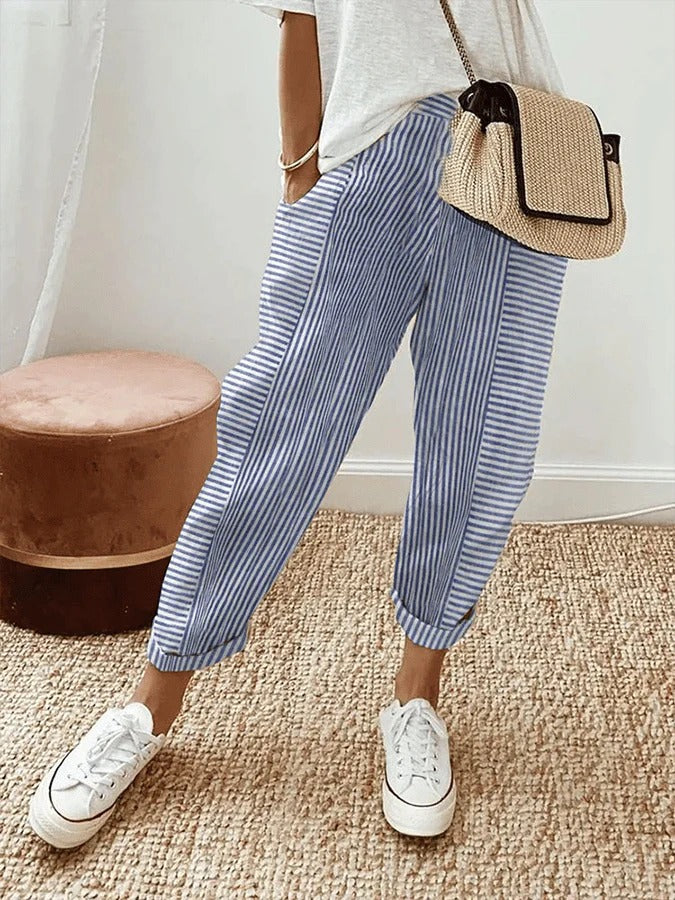 Marina Roca Livia | Pantalones Rayados Sin Esfuerzo – Azul – photo 2