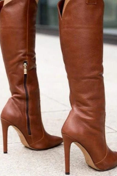 Marina Roca VALENTINA | Botas con tacón de aguja – Piel marrón – photo 2