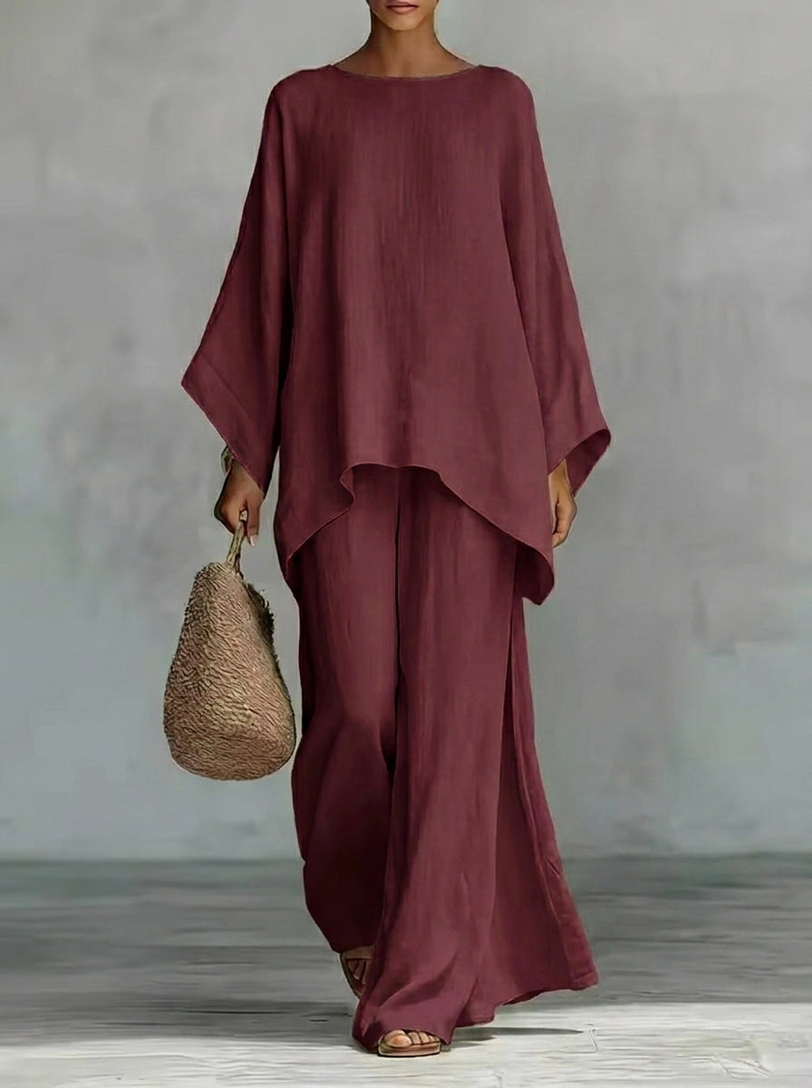 Helena Romero María - Conjunto de Lino Fresco y Elegante – Borgoña – photo 4