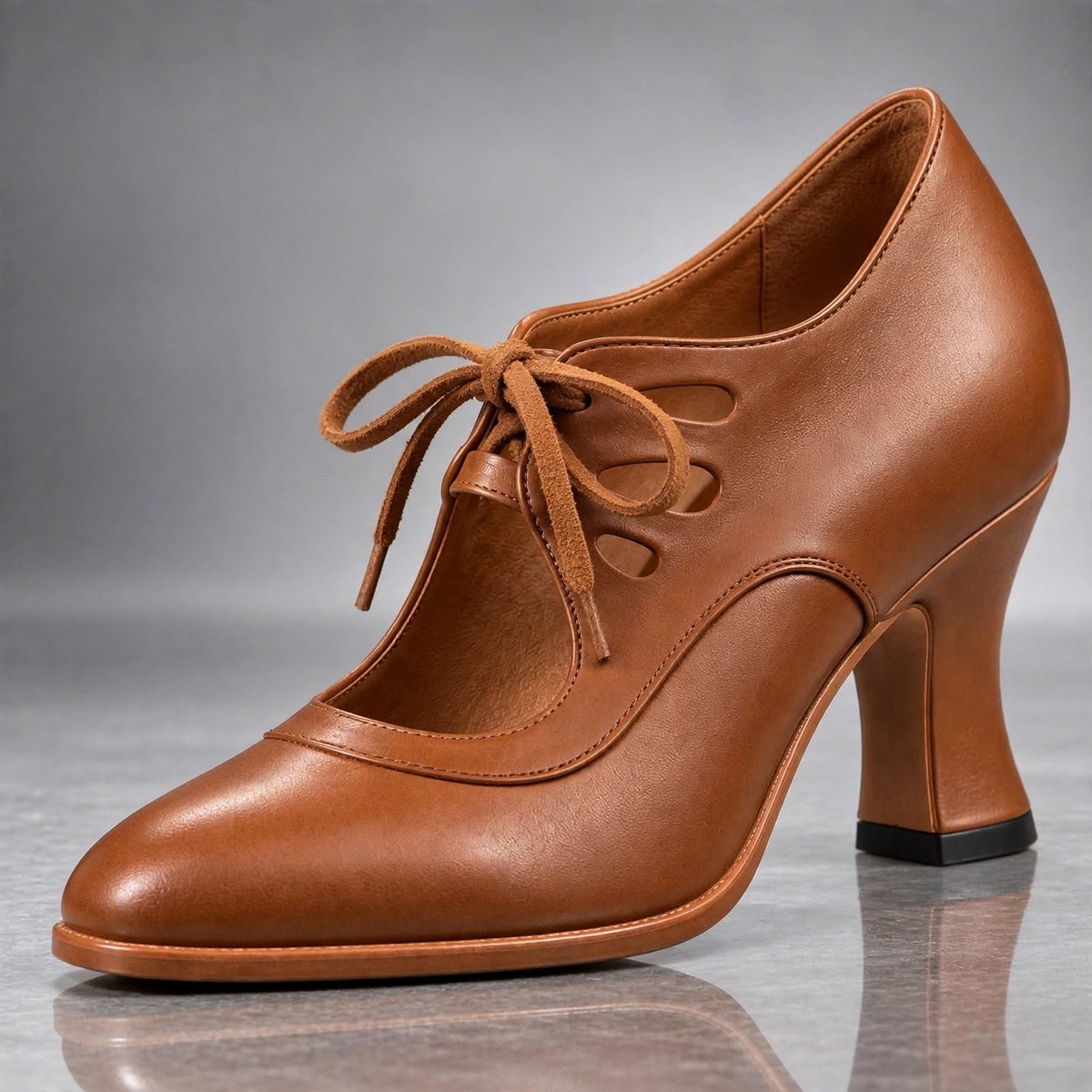 Valeria Castaño Ana - Tacones con Cordones – Coñac – photo 3