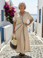 Anamartinezmadrid Carmen | Vestido Midi de Verano con Escote V Mujer Cintura Fruncida – photo 5