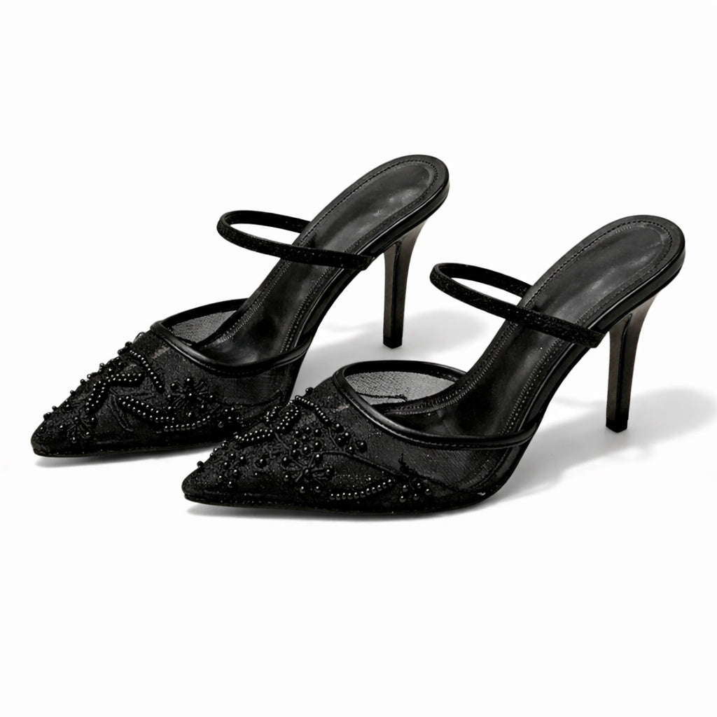 Cayetana | Zapatos Slingback de Tacón Kitten con Bordado Floral - Carmen Teruel