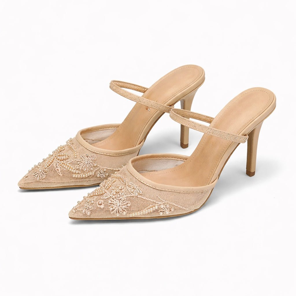 Cayetana | Zapatos Slingback de Tacón Kitten con Bordado Floral - Carmen Teruel