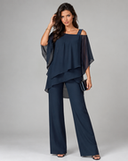 Anamartinezmadrid Helena | Conjunto de Top Drapeado en Capas y Pantalón Ancho – Azul Marino – photo 3