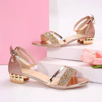 Anamartinezmadrid Celia | Sandalias de Tacón Bajo con Strass Mujer Correa Tobillo – Rosa – photo 8