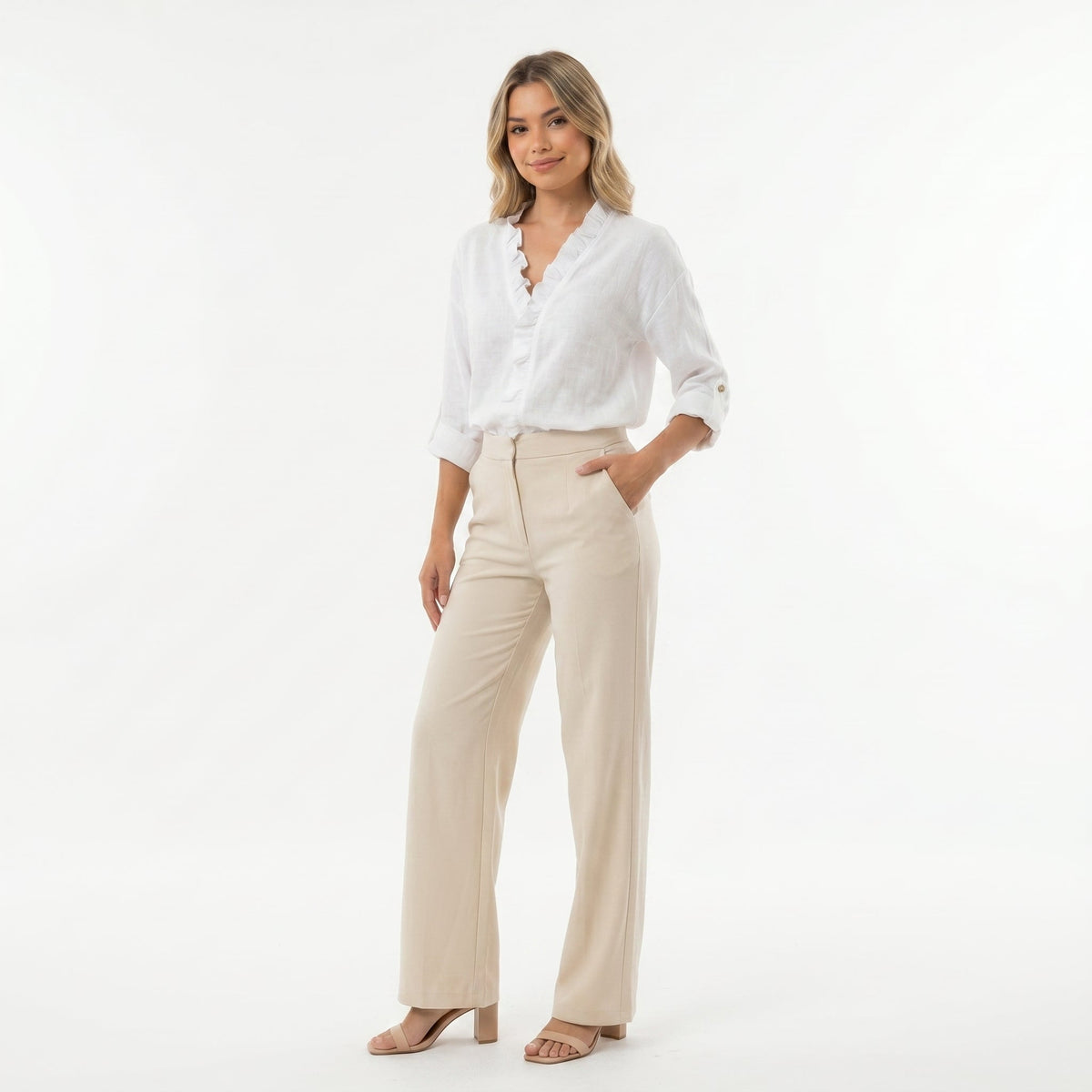 Marina Roca Beatriz - Blusa Fruncida con Escote en V