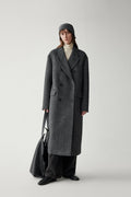 Anamartinezmadrid Rosario | Abrigo de Lana de Espiga con Solapa – Gris Oscuro