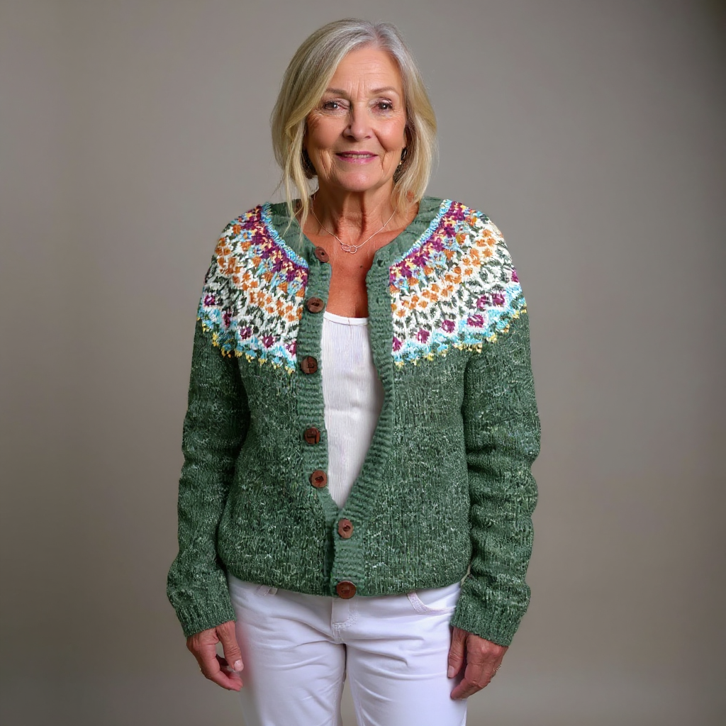 Anamartinezmadrid Juana | Cárdigan de Punto Fair Isle con Canesú Tejido – photo 3
