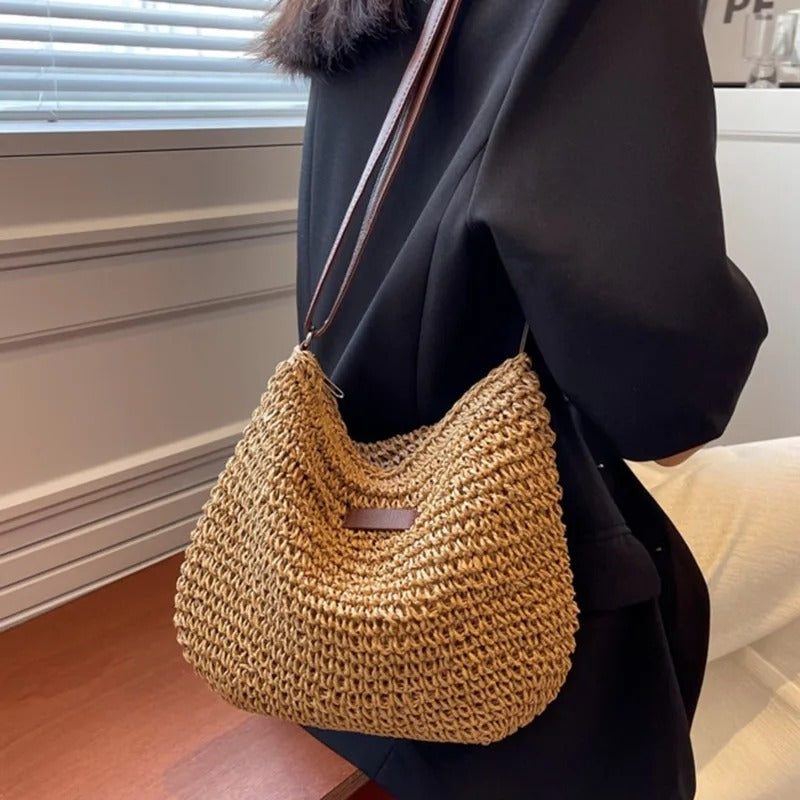 Anamartinezmadrid Tania | Bolso de Hombro de Paja Tejida con Asa Marrón – photo 3