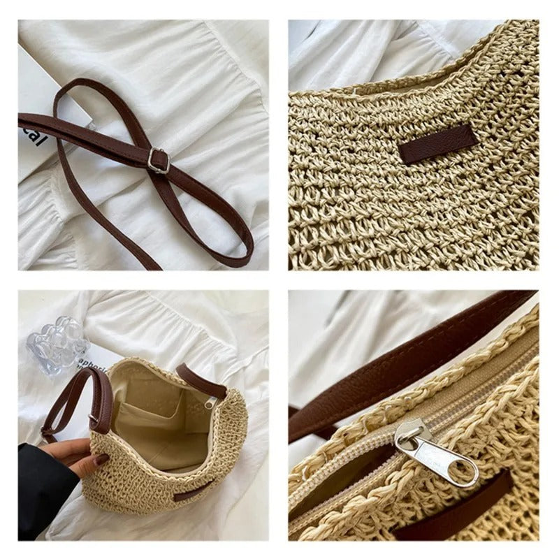 Anamartinezmadrid Tania | Bolso de Hombro de Paja Tejida con Asa Marrón – photo 5
