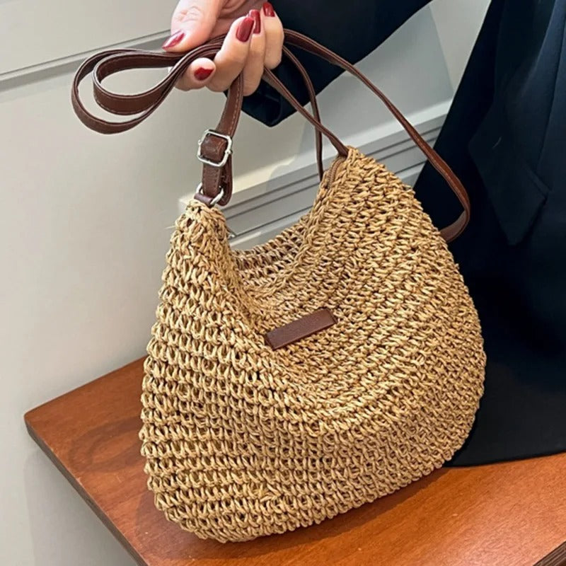 Anamartinezmadrid Tania | Bolso de Hombro de Paja Tejida con Asa Marrón – photo 2