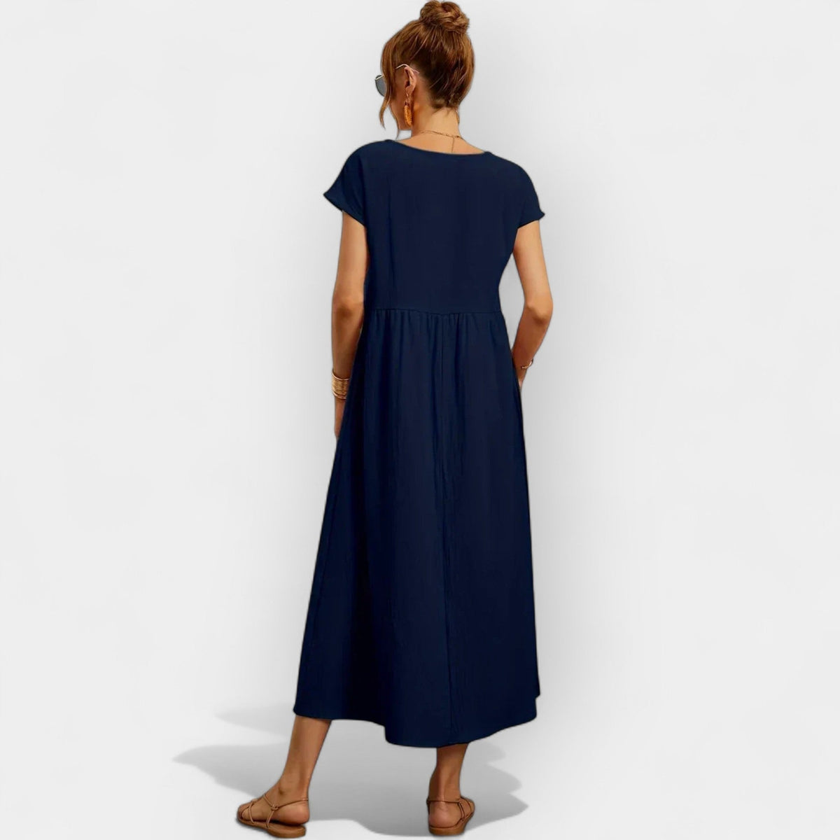 Anamartinezmadrid Dolores | Vestido Midi Casual con Bolsillos Mujer Manga Corta – photo 4