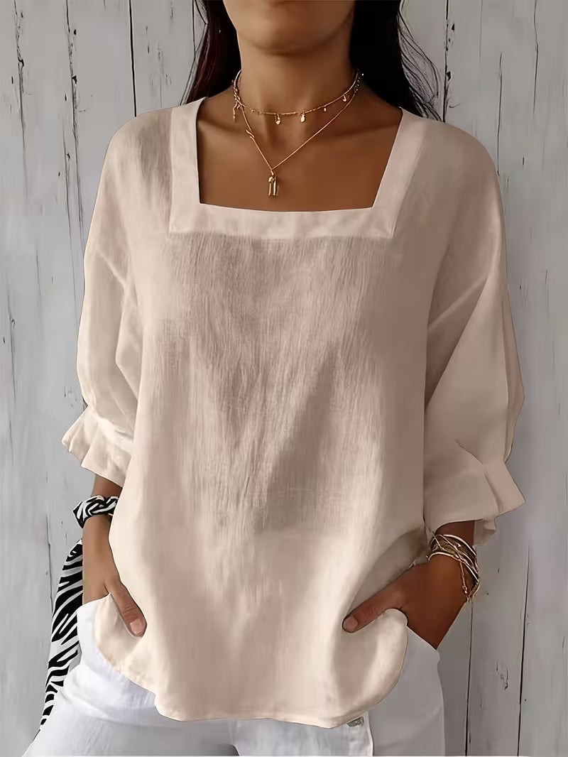 Marina Roca Alvessa | Blusa de Manga Larga con Escote Cruzado – Caqui – photo 4