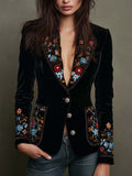 Jeanne Paris María ⎸ Blazer Bordado con Estampado Floral Multicolor – Negro
