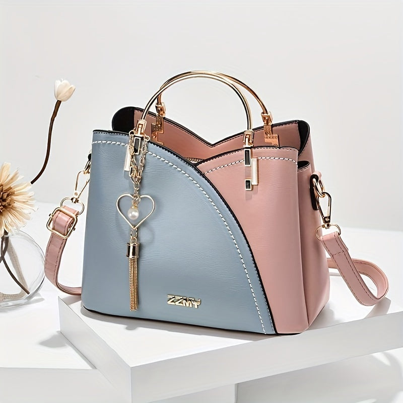 Anamartinezmadrid Elena | Bolso de Mano Mujer Asa Superior Dorada – Azul Claro