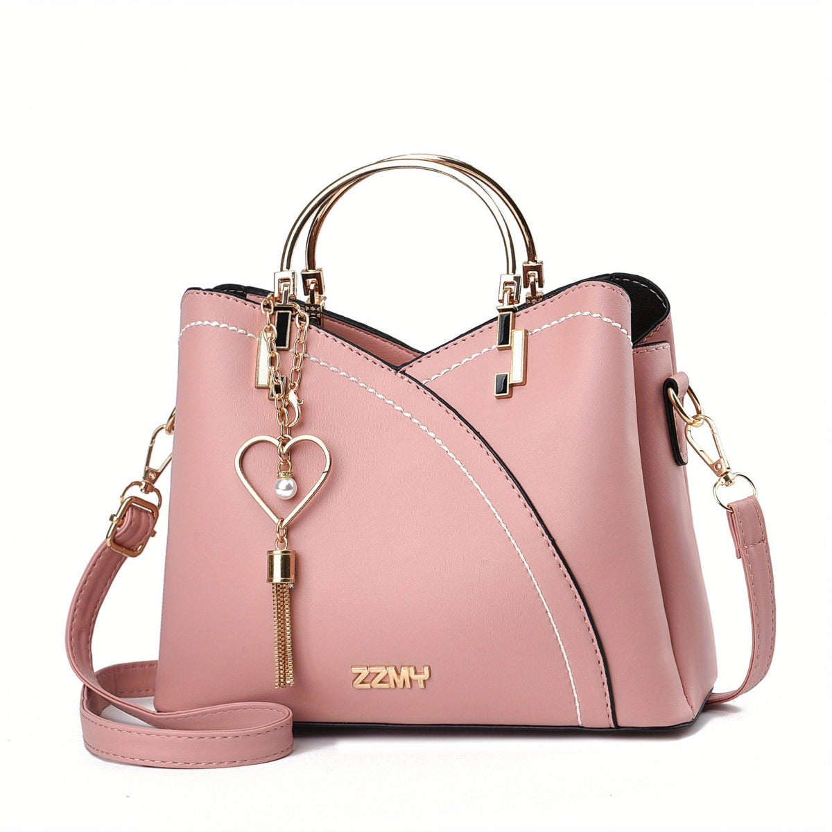 Anamartinezmadrid Elena | Bolso de Mano Mujer Asa Superior Dorada – Rosa Liso – photo 10