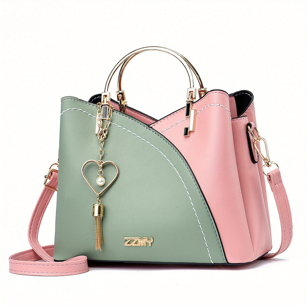 Anamartinezmadrid Elena | Bolso de Mano Mujer Asa Superior Dorada – Verde y Rosa – photo 12