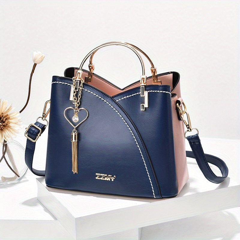 Anamartinezmadrid Elena | Bolso de Mano Mujer Asa Superior Dorada – Azul Oscuro – photo 2