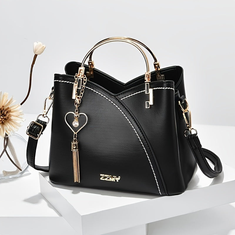 Anamartinezmadrid Elena | Bolso de Mano Mujer Asa Superior Dorada – Negro – photo 3