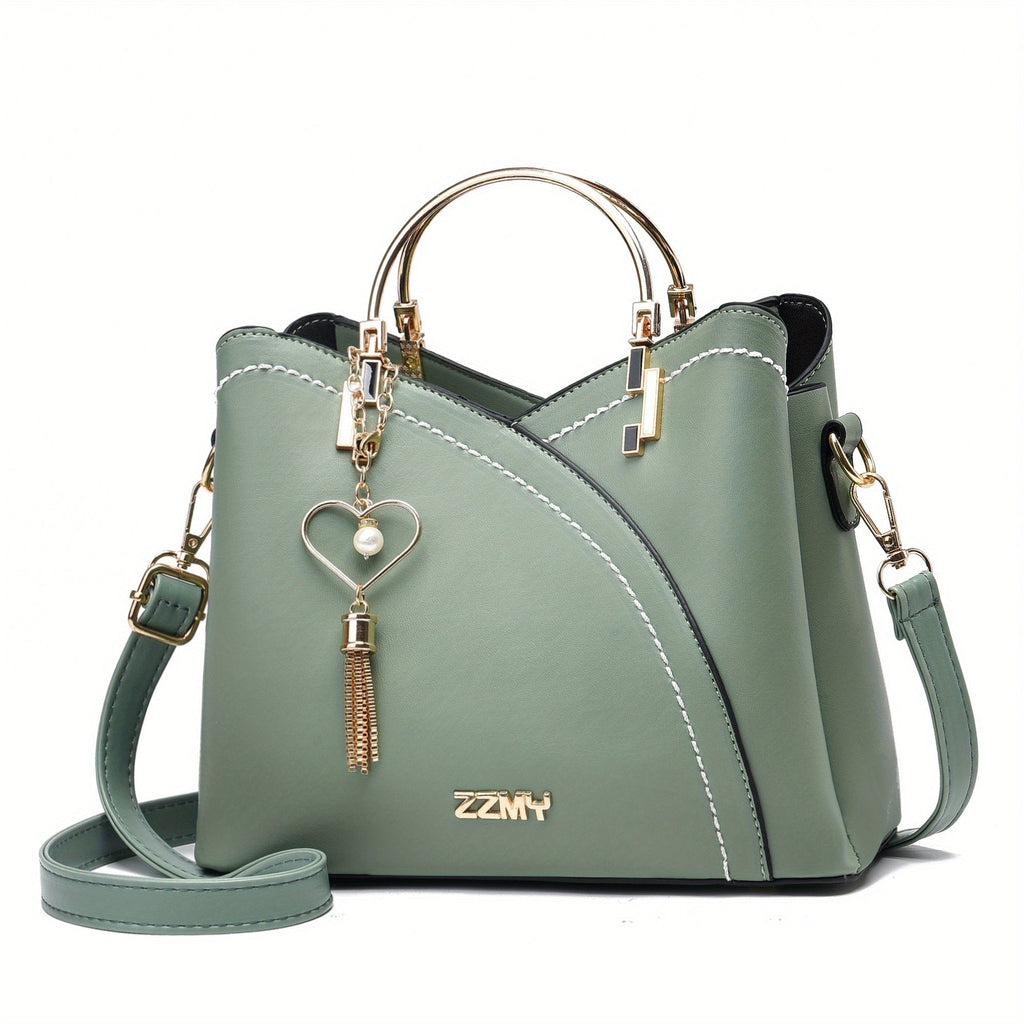 Anamartinezmadrid Elena | Bolso de Mano Mujer Asa Superior Dorada – Verde Liso – photo 9