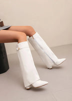 Anamartinezmadrid Elvira | Botas Altas de Ante Mujer Caña Alta Hebilla – Blanco de Piel – photo 11