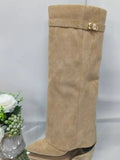 Anamartinezmadrid Elvira | Botas Altas de Ante Mujer Caña Alta Hebilla – Albaricoque – photo 3
