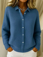 Anamartinezmadrid Camino | Cárdigan de Punto Gofre con Cuello Camisero – Azul Marino – photo 3