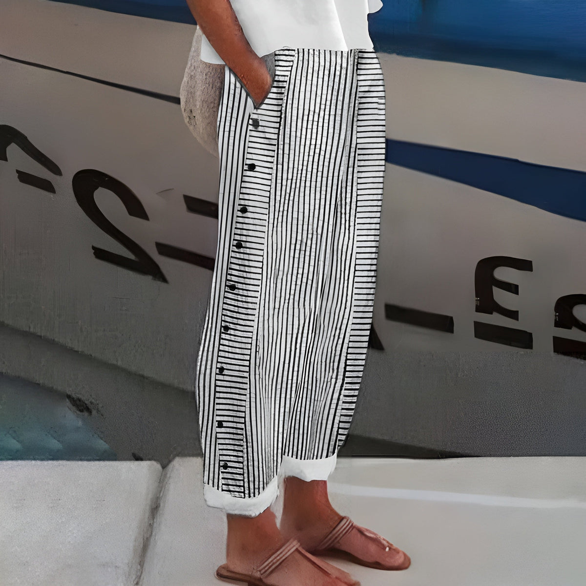Marina Roca Ellen | Pantalones de Lino – Negro – photo 3