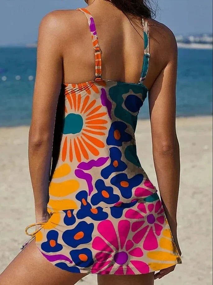 Marina Roca Fiesta – Tankini gráfico floral con short, efecto vientre plano – photo 6