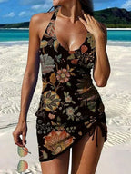 Marina Roca Fiesta – Tankini gráfico floral con short, efecto vientre plano – Negro – photo 8