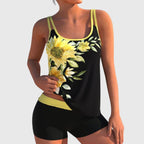 Marina Roca Flor – Tankini floral con short, efecto vientre plano – Amarillo – photo 3