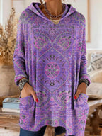 Anamartinezmadrid Elia | Túnica de Estampado Retro con Gorro – Morado – photo 2