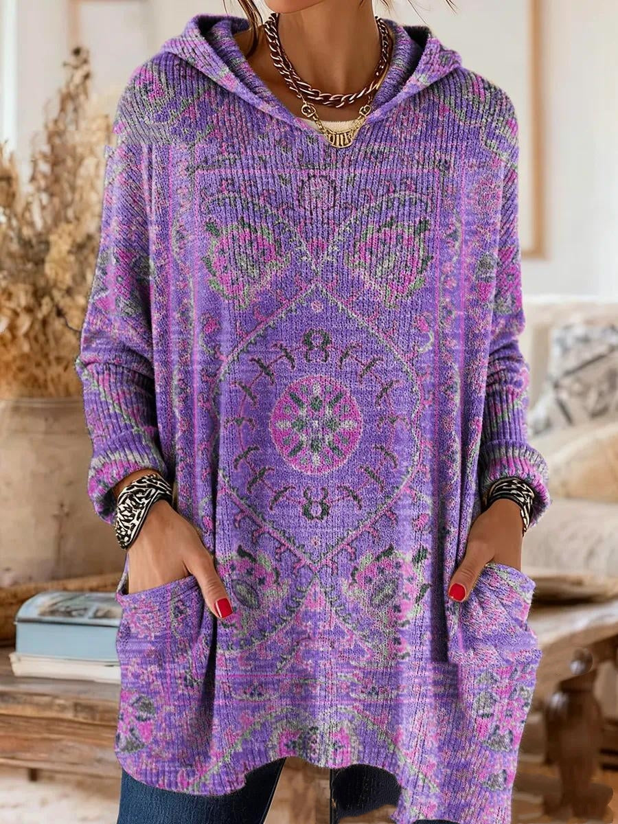 Anamartinezmadrid Elia | Túnica de Estampado Retro con Gorro – Morado – photo 2